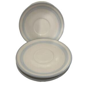 Vtg International Tableworks Stoneware Porto Blue Striped Set‎ of 3 Saucers 6”